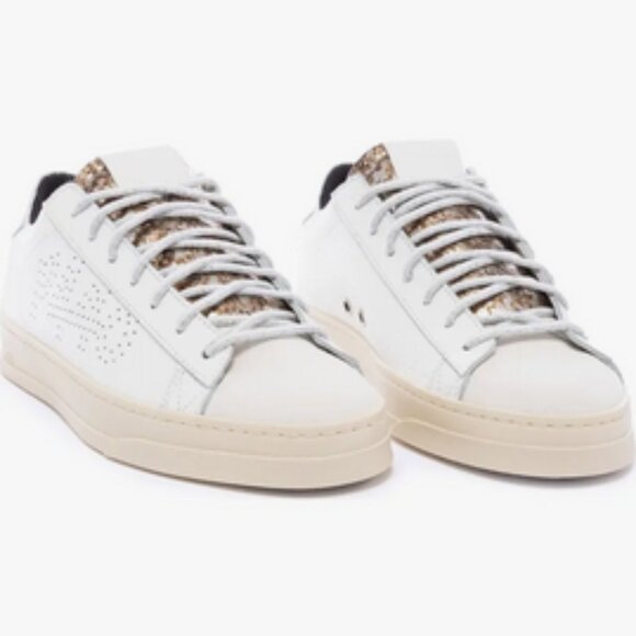 NWOT P448 Jack Perforated Low Top Sneaker in White/ Dakar. Sz: EU 38/US 8.5-9